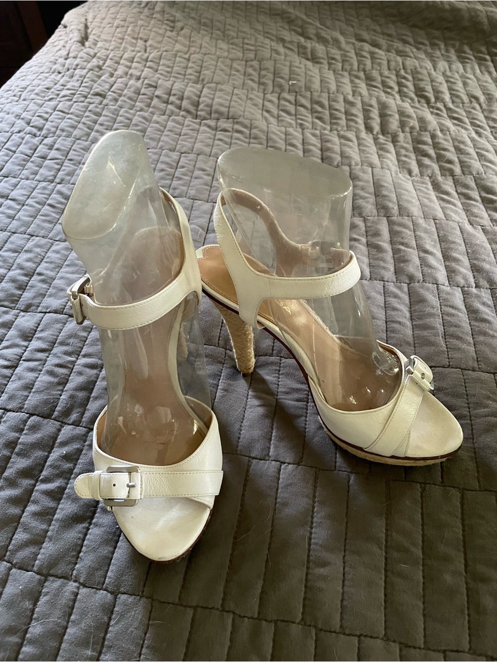 VIA SPIGA Women’s White Buckle Strap High Heel Sandals